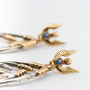 Geel gouden oor hangers met zilver en saffieren