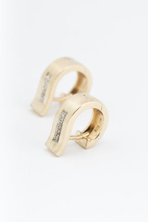 Geel gouden oor ringen/creolen met briljanten