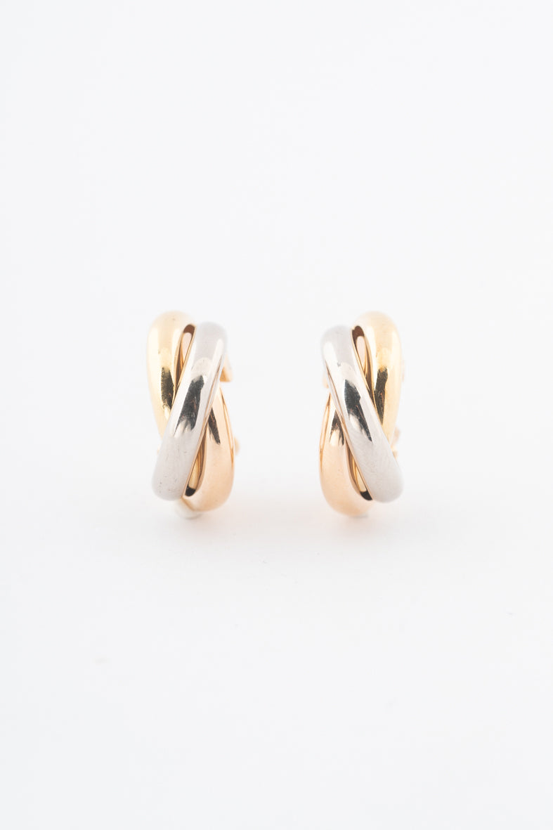 Tri-color oorstekers met clip van het merk Cartier