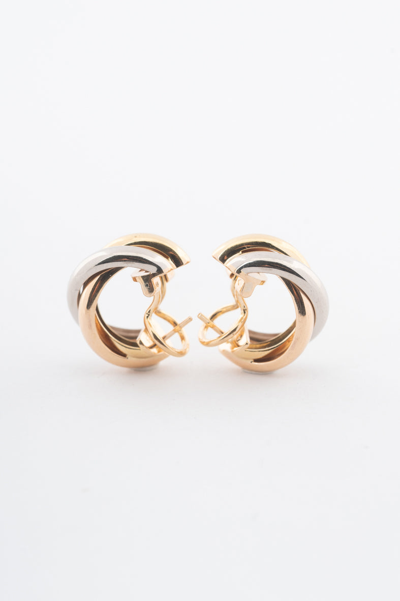 Tri-color oorstekers met clip van het merk Cartier