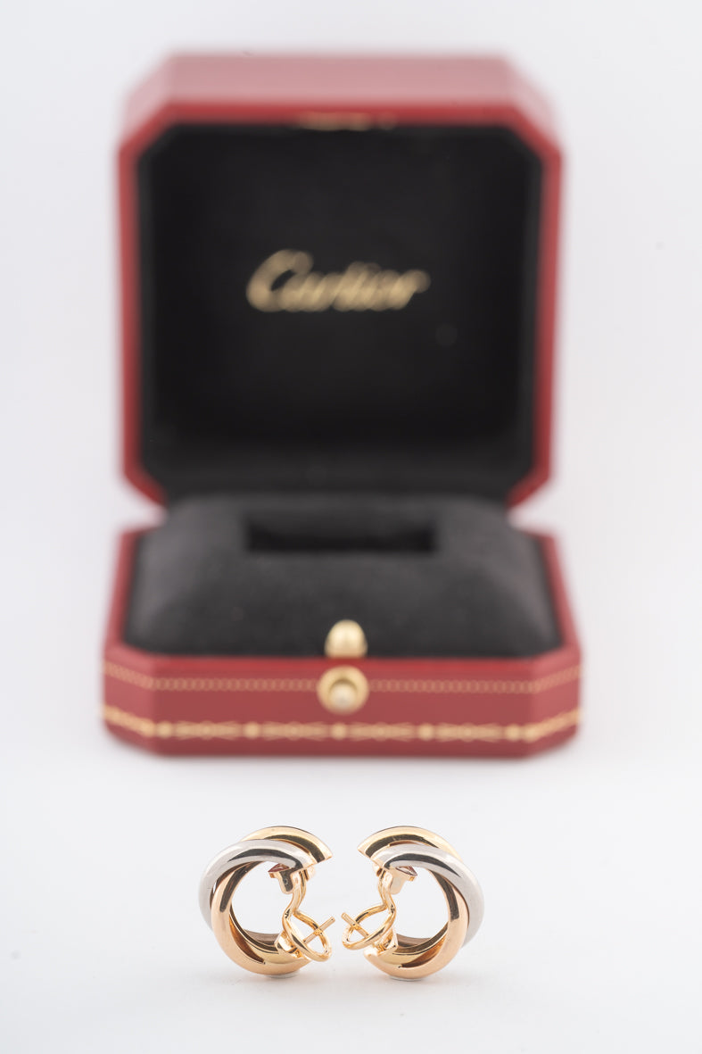 Tri-color oorstekers met clip van het merk Cartier