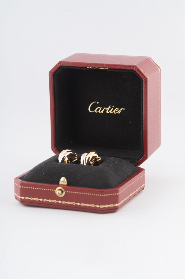 Tri-color oorstekers met clip van het merk Cartier