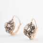 Antieke geelgouden entourage oorhangers met diamanten en parels