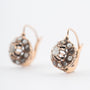 Antieke geelgouden entourage oorhangers met diamanten en parels