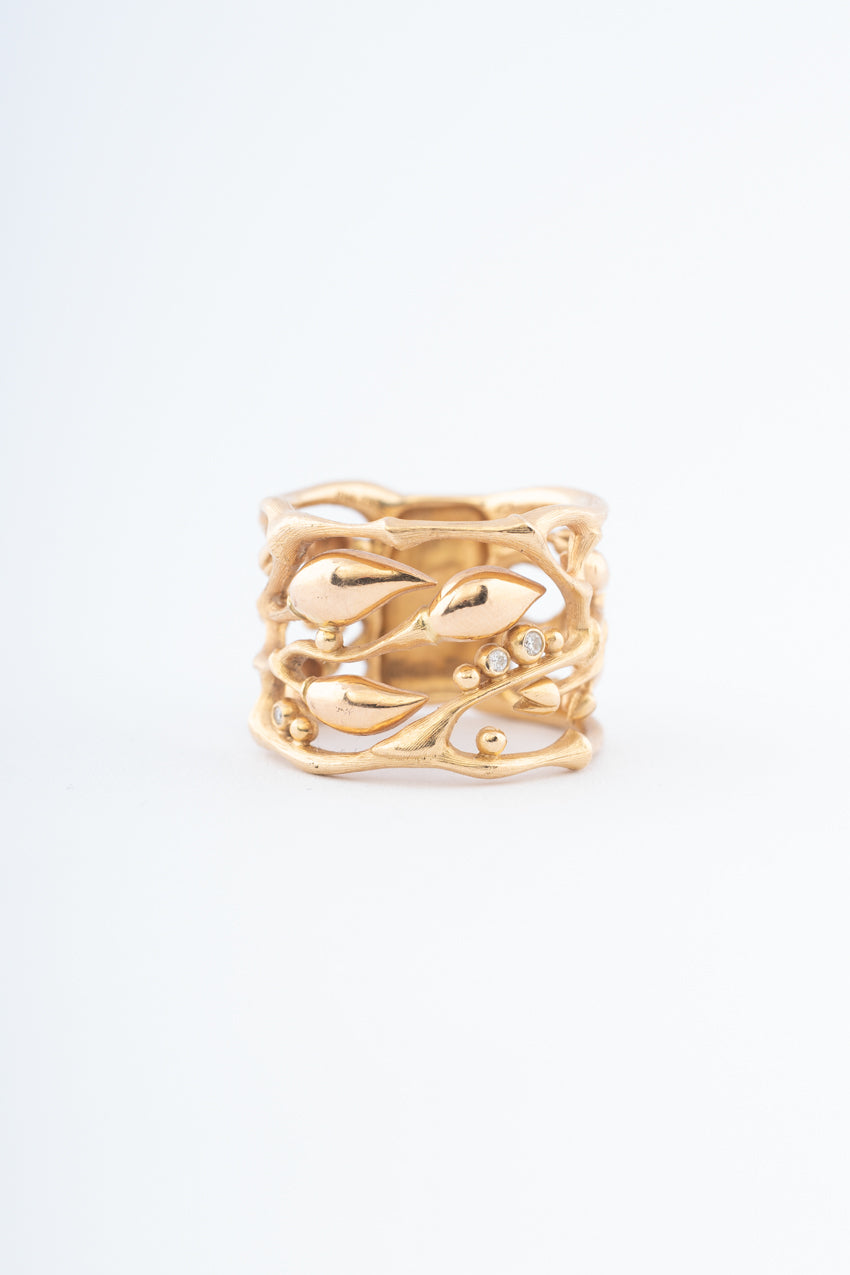 Geel gouden ring met briljanten "Forest" door Ole Lynggaard
