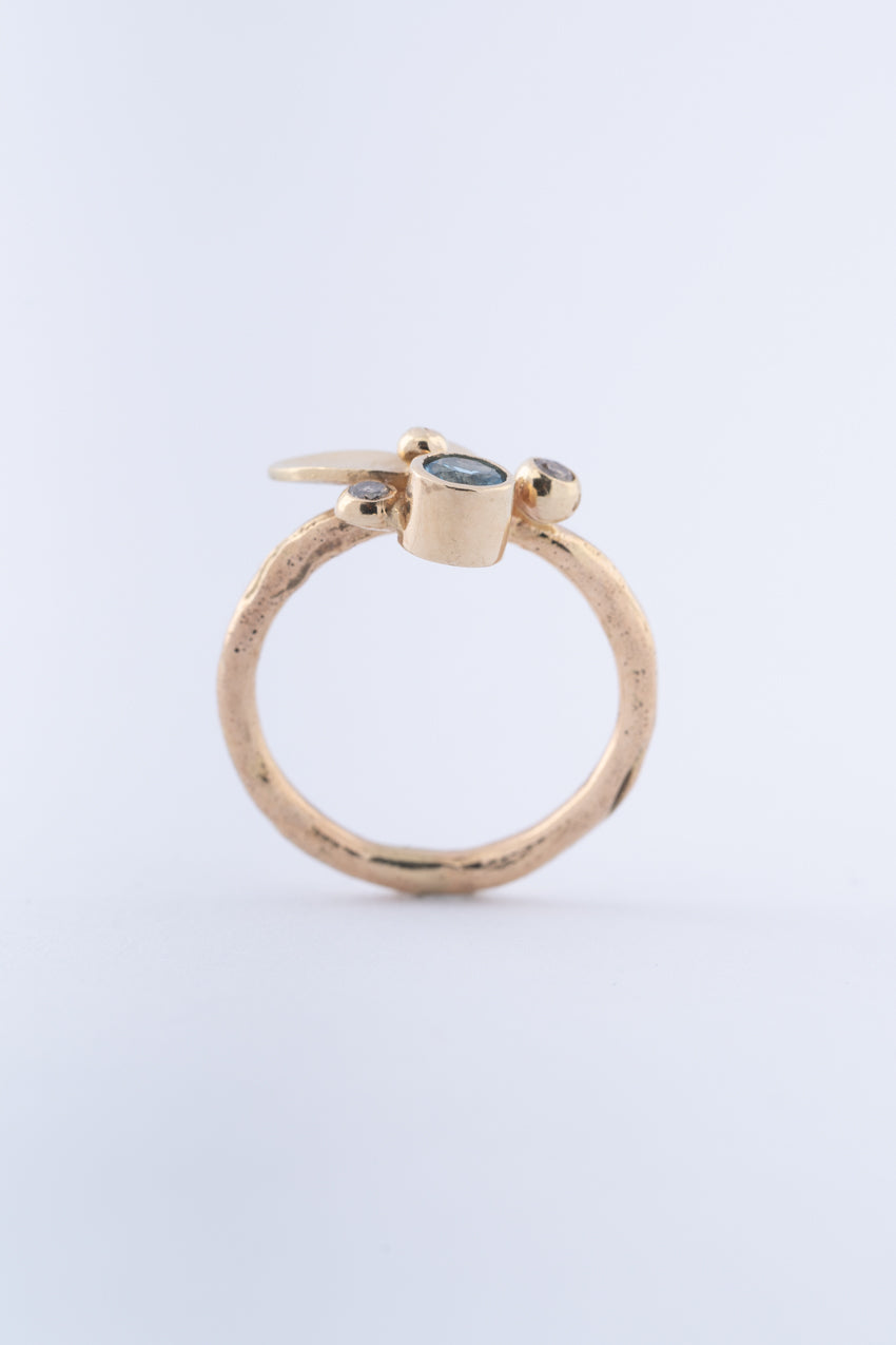 Gouden ring met topaas en briljanten