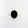 Geel gouden ovale monogram ring met onyx
