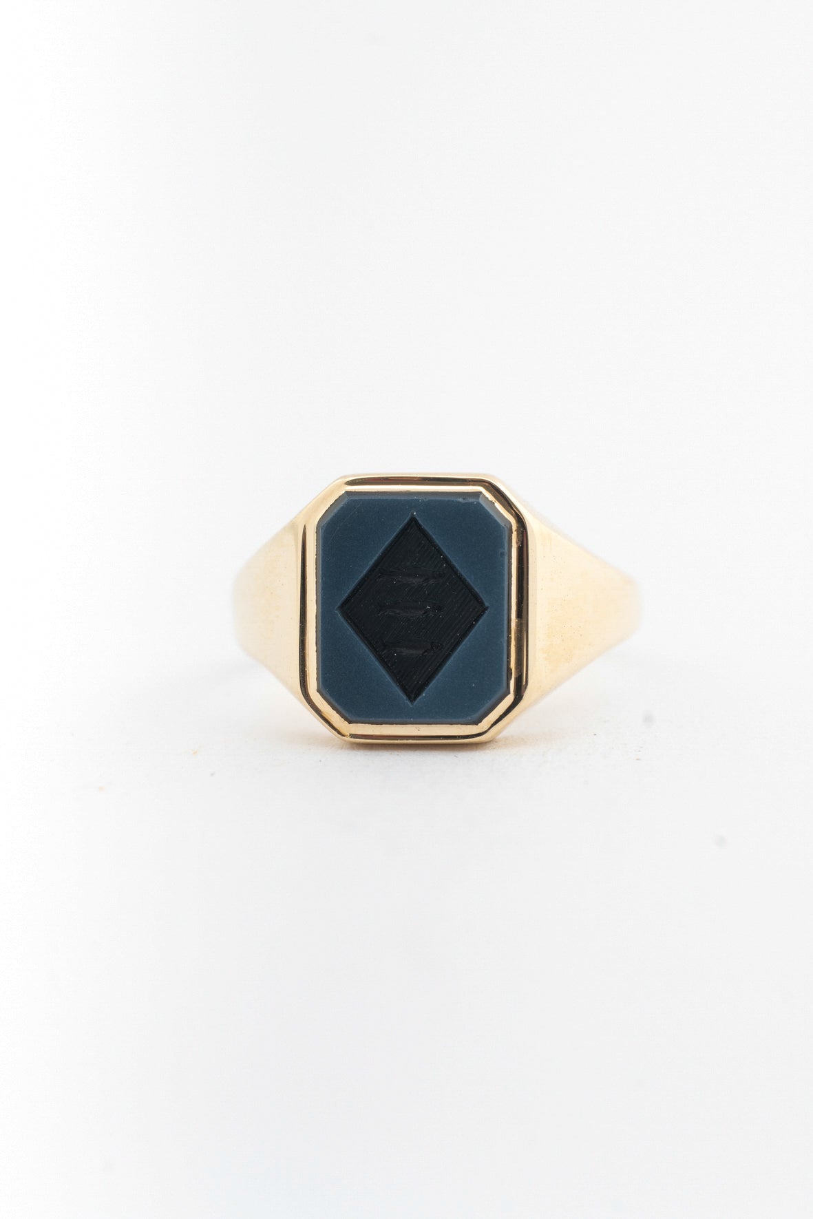Yellow gold monogram ring