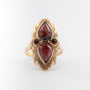 Yellow gold ring with garnets