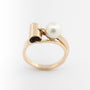 Oude geel gouden ring met cultivé parel