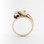 Oude geel gouden ring met cultivé parel