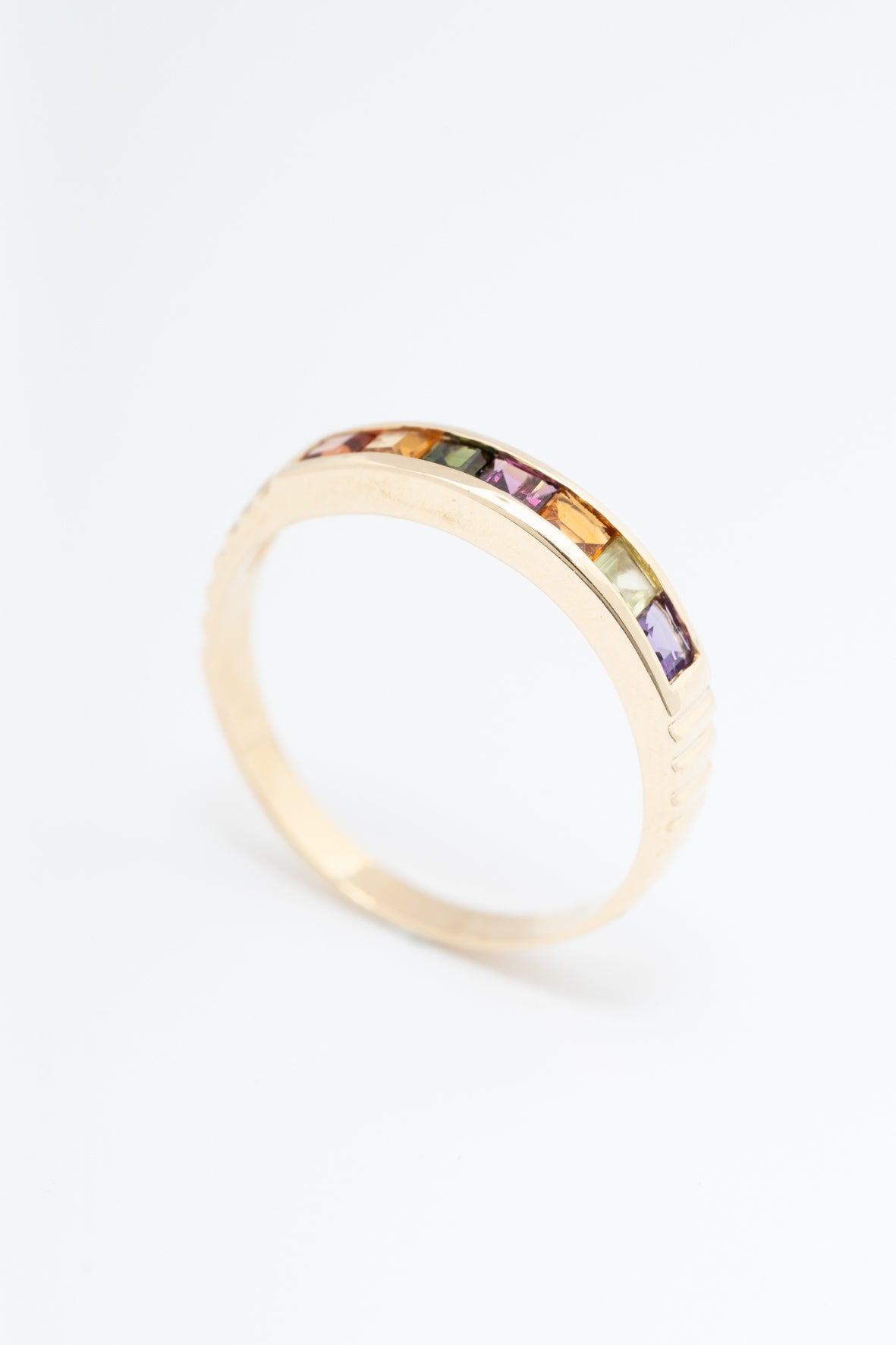 Yellow gold multi-gemstone ring