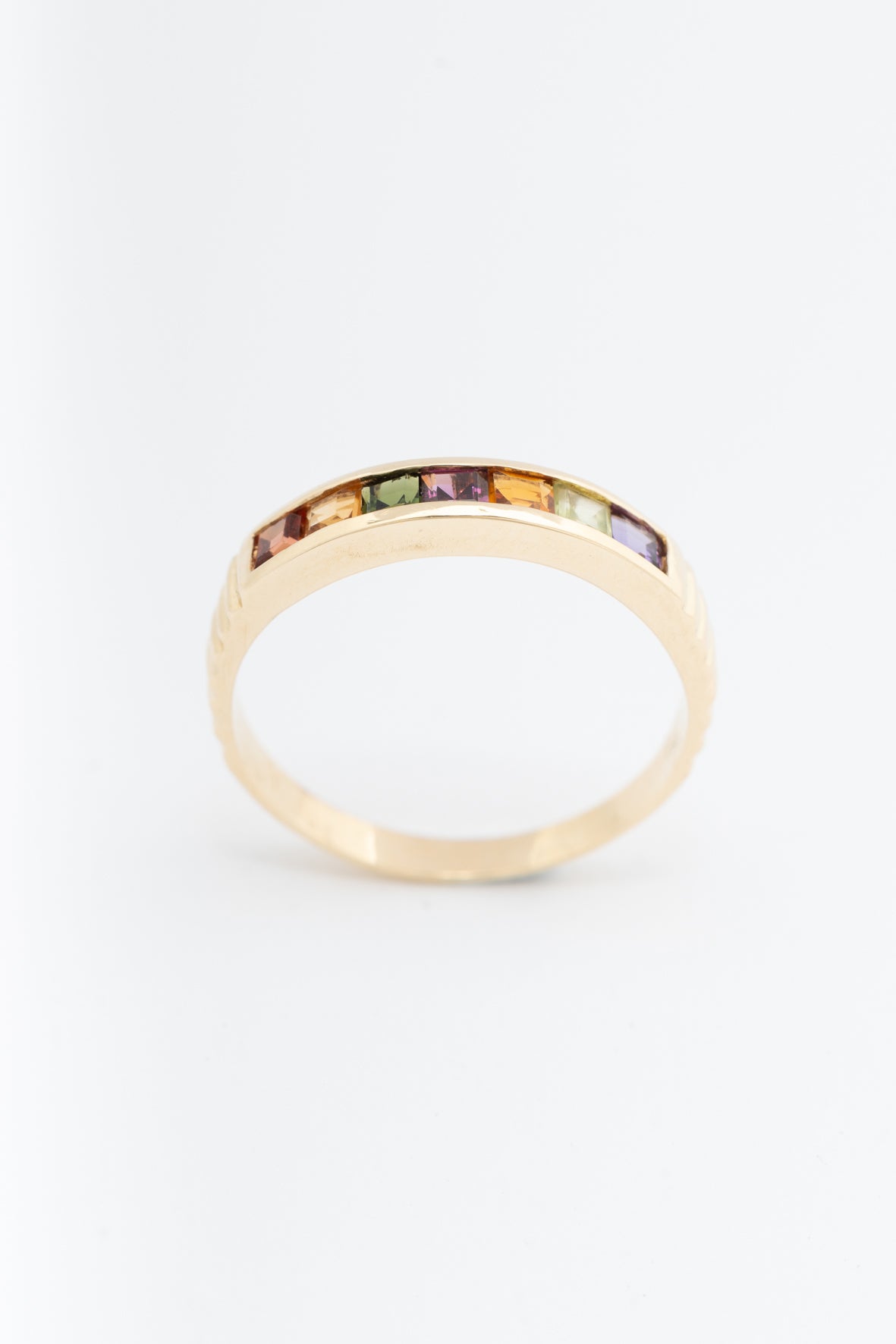 Yellow gold multi-gemstone ring