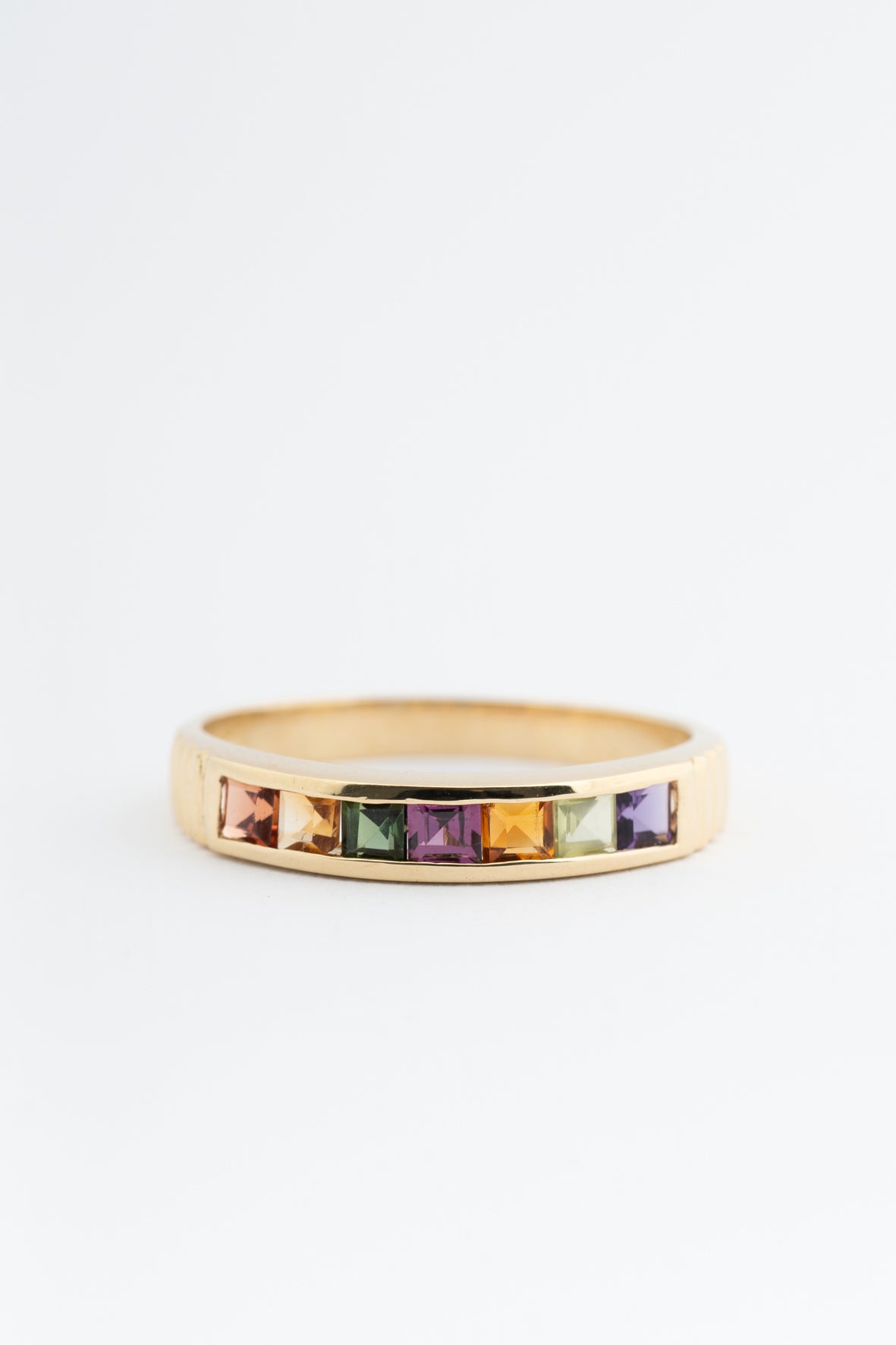 Yellow gold multi-gemstone ring