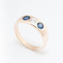 Antique yellow gold stacking ring with a brilliant-cut diamond and sapphires