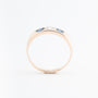 Antique yellow gold stacking ring with a brilliant-cut diamond and sapphires