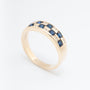 Geel gouden ring met synth. saffier briljanten