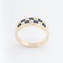 Geel gouden ring met synth. saffier briljanten