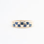 Geel gouden ring met synth. saffier briljanten