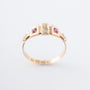 Old yellow gold English ring with rubies and diamonds