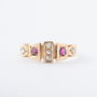 Old yellow gold English ring with rubies and diamonds