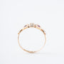 Old yellow gold English ring with rubies and diamonds