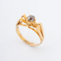 Yellow gold ring with a brown brilliant-cut diamond