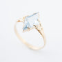 Antique yellow gold marquise ring with a blue spinel