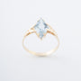 Antique yellow gold marquise ring with a blue spinel