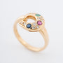 Yellow gold ring with sapphire, ruby, emerald and brilliant-cut diamonds