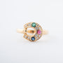 Yellow gold ring with sapphire, ruby, emerald and brilliant-cut diamonds