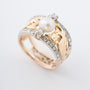 Yellow gold band ring with cultured pearl, brilliant and diamonds (BWG)
