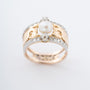 Yellow gold band ring with cultured pearl, brilliant and diamonds (BWG)