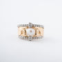 Yellow gold band ring with cultured pearl, brilliant and diamonds (BWG)