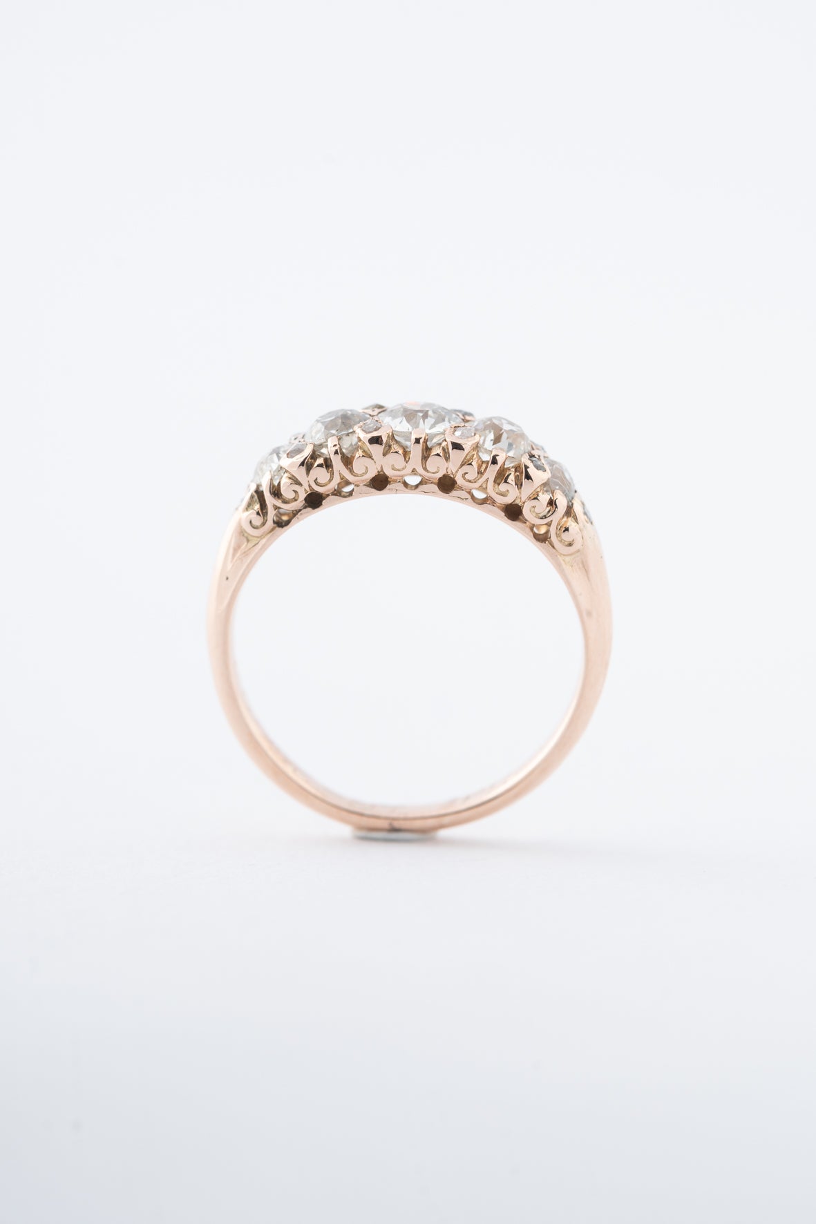 Antique yellow gold eternity ring with brilliant and rose-cut diamonds (BWG)