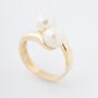 Yellow gold crossover ring with cultured pearls