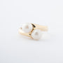 Yellow gold crossover ring with cultured pearls