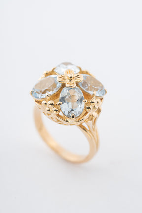 Geel gouden ring met blauwe spinel
