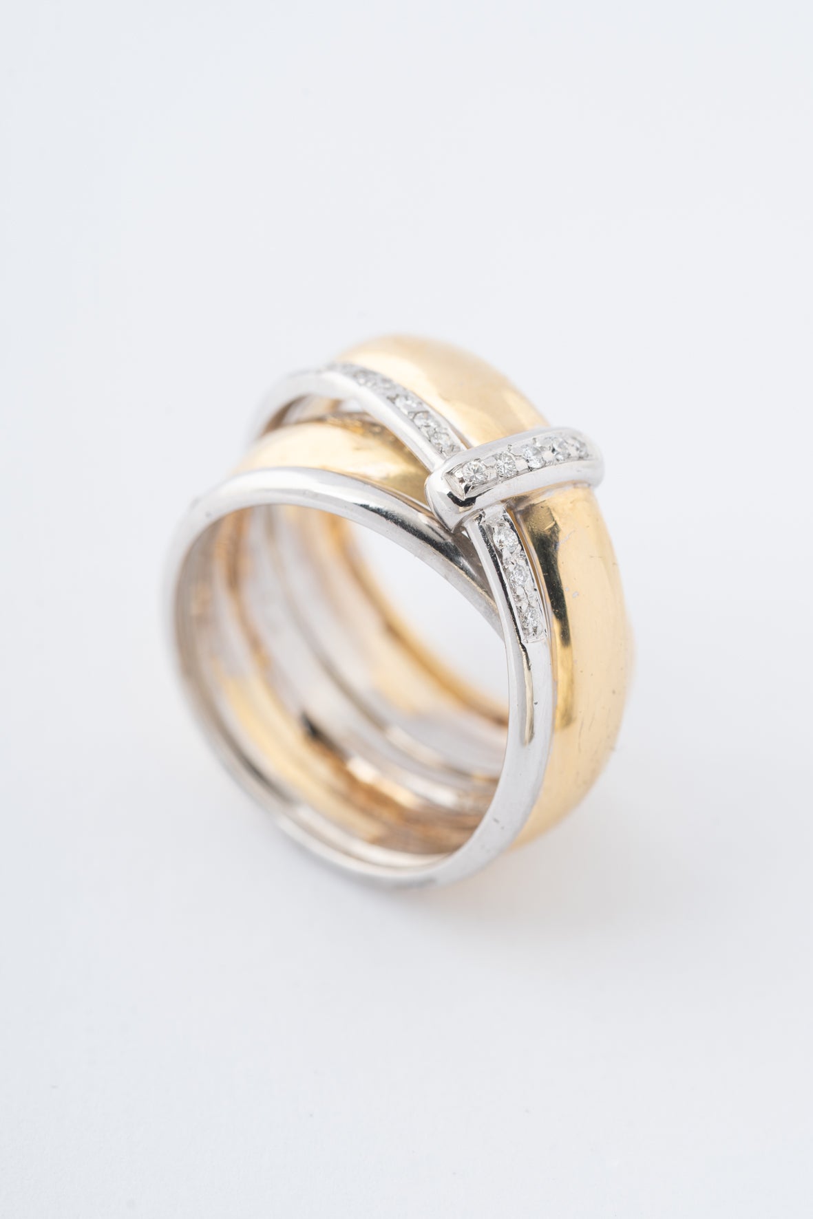 Wit/geel gouden ring met briljanten