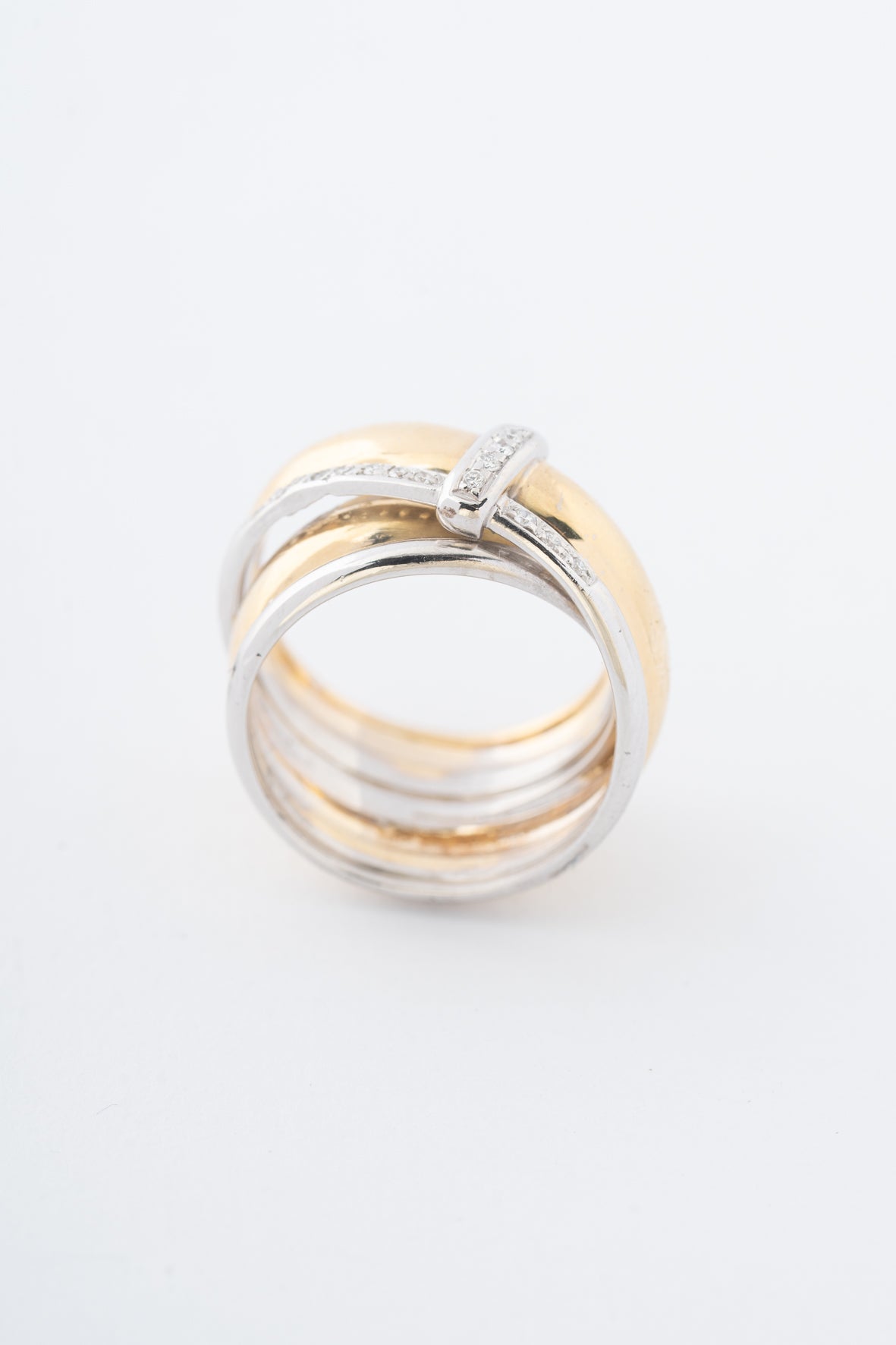 Wit/geel gouden ring met briljanten