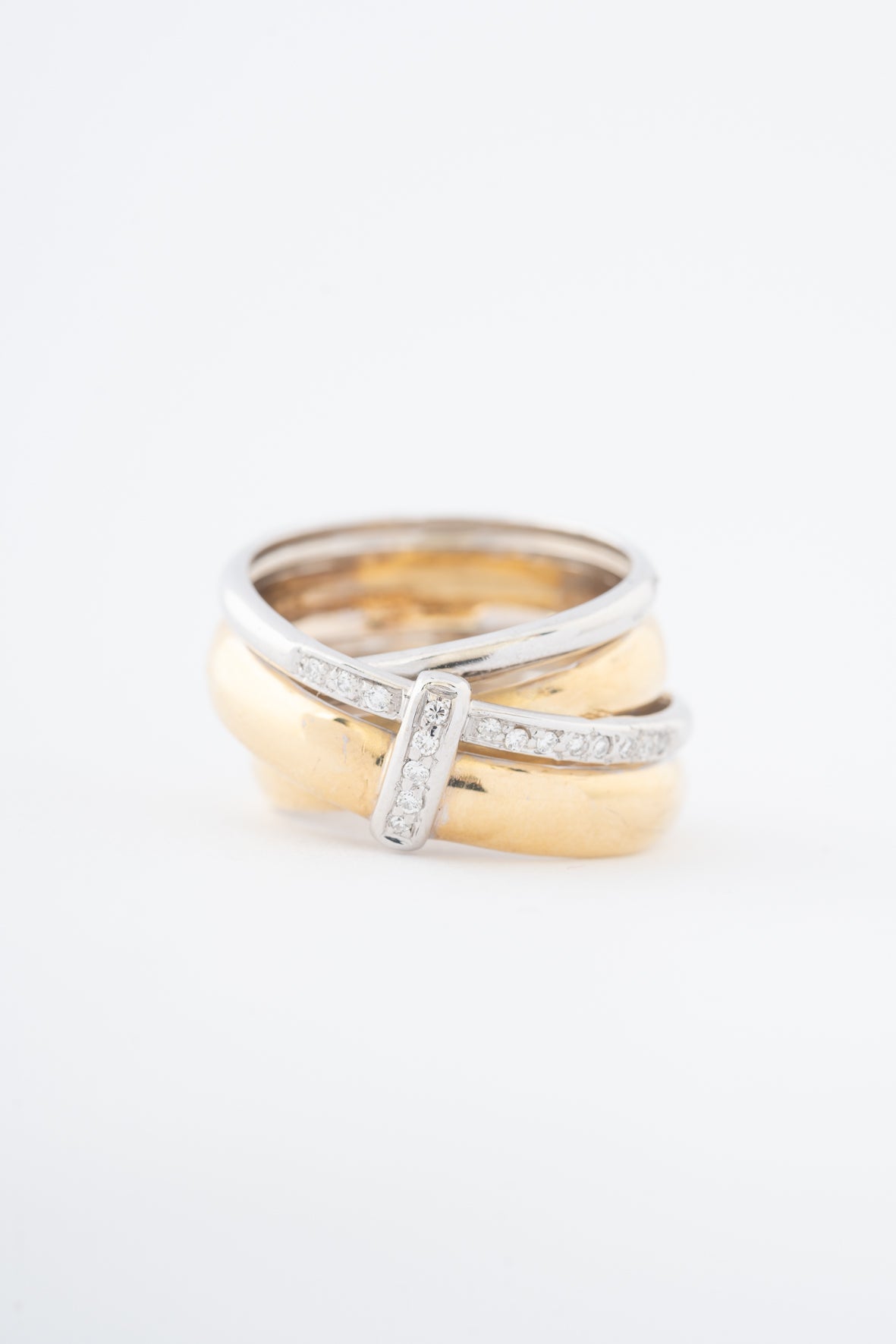 Wit/geel gouden ring met briljanten