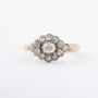 Antique yellow gold solid ring with diamonds