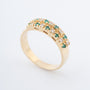 Geelgouden ring met zirkonia's en groen agaat