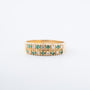 Geelgouden ring met zirkonia's en groen agaat
