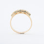 Geelgouden ring met zirkonia's en groen agaat