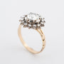 Antieke geelgouden entourage ring met diamanten in zilver gezet