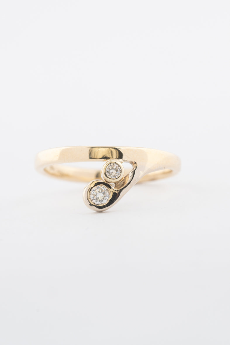 Geelgouden ring met briljanten