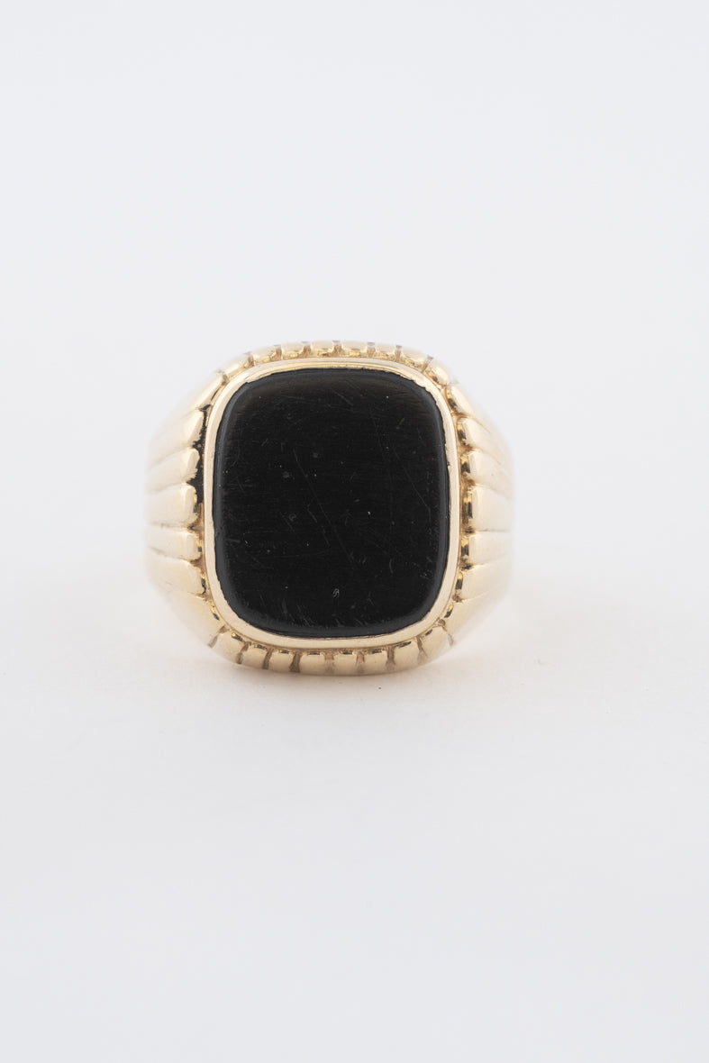 Geelgouden heren ring met onyx