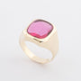 Gelgouden heren ring met synth. robijn