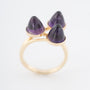 Yellow gold ring with amethysts